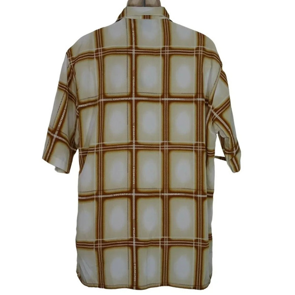Southpole Authentic Collection Button Up Shirt Men Size L Brown Retro Short Slv - Picture 3 of 4